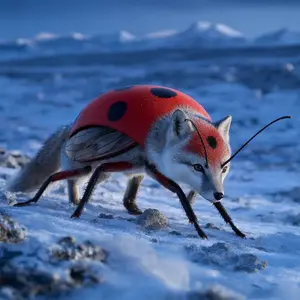 Arctic fox + Ladybug